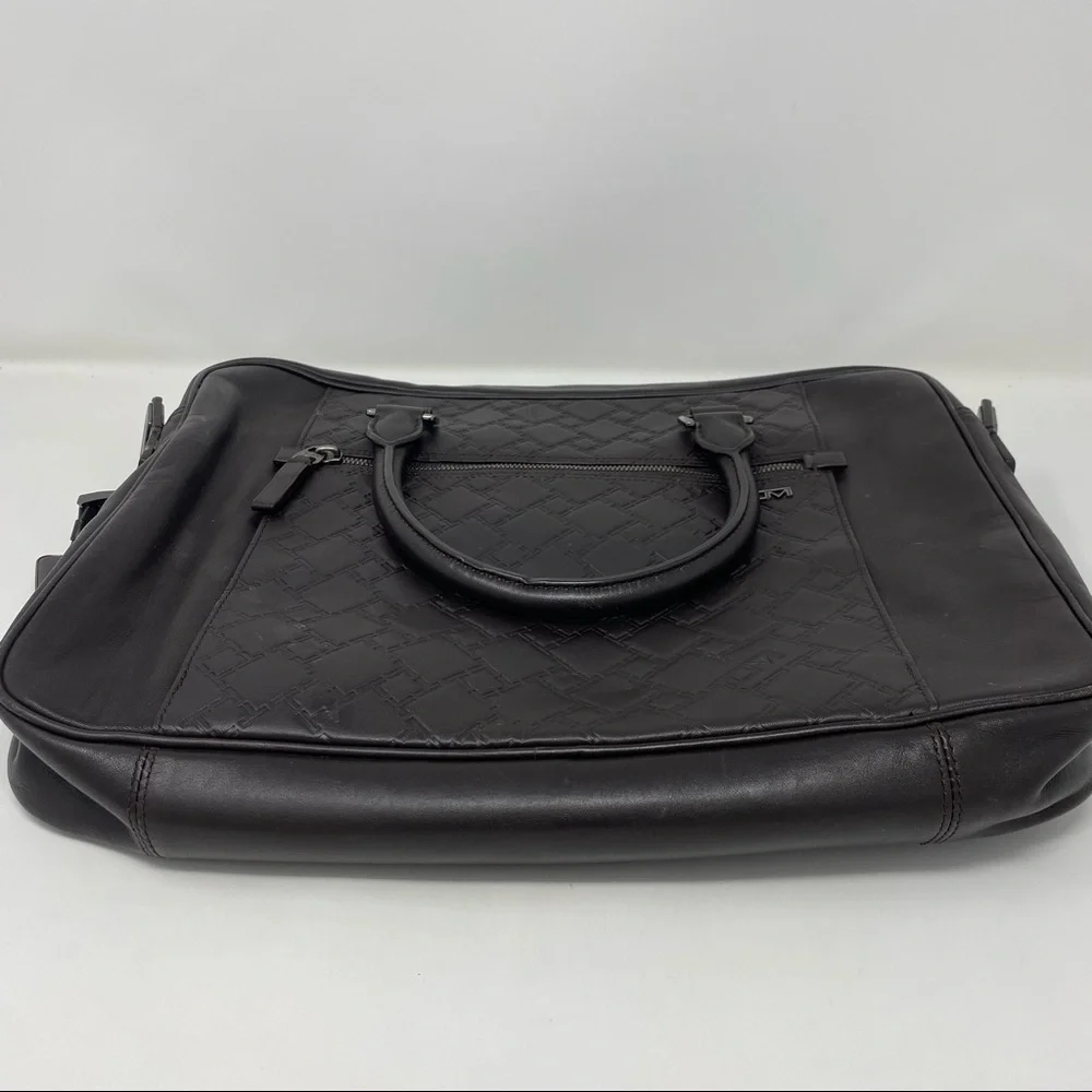 Tumi Ticon Brown Leather Brief Top Zip Bag Case